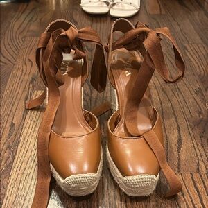 Zara Tan Espadrille Wedge Shoes